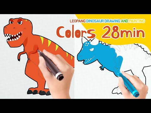 dinosaur coloring drawing and painting & Colors Suite 28min 공룡색칠 28분 l LEO PANG