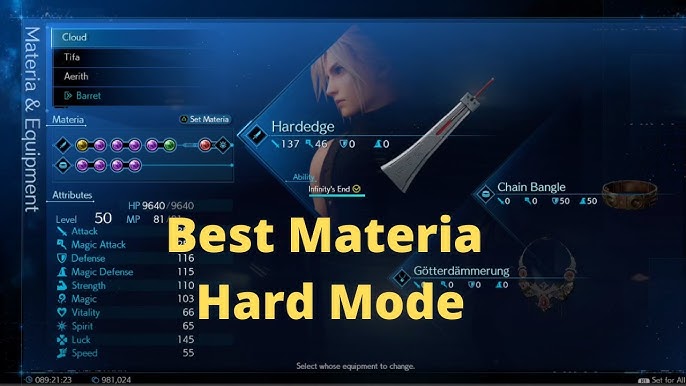 Hard Mode Best Team Build Best Weapons & Best Materia | Final Fantasy 7  Remake - Youtube