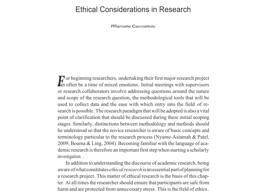 Pdf) Ethical Considerations In Research