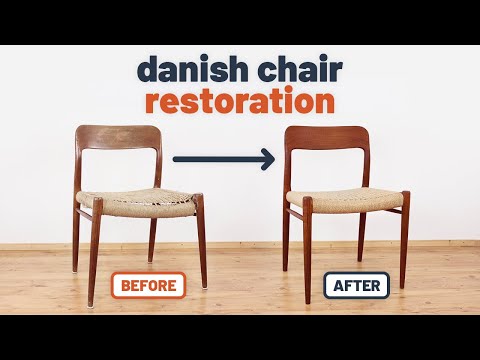 RESTAURATIE van een 60 jaar oude teakhouten stoel | MID EEUW Modern Deens design #Houtbewerking #DIY #retro